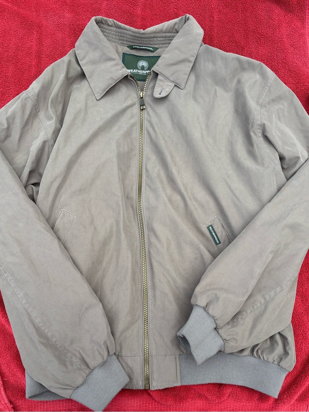 Weatherproof Men's Taupe Bomber Jacket with Zip Front Size L